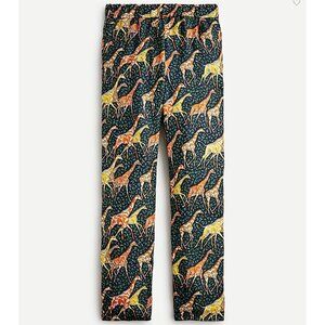 NWT J.Crew Collection Size 0 Pull-on silk-twill pant in giraffes